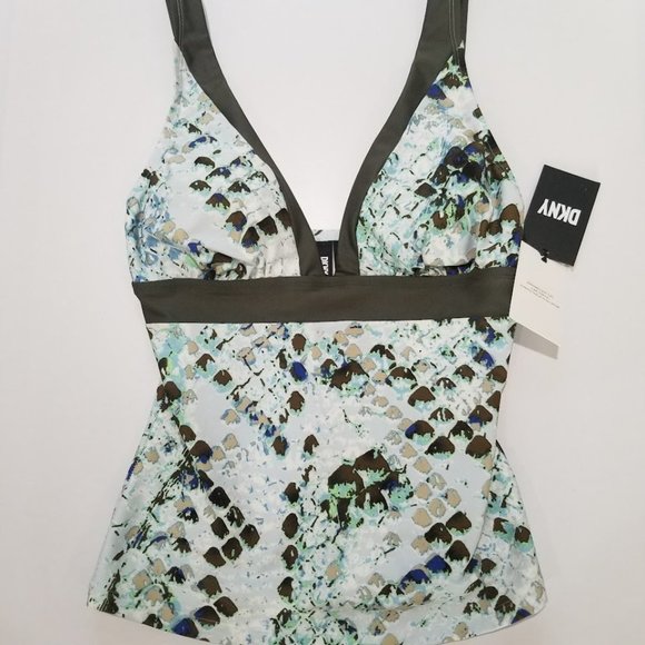 DKNY Snake Printed Tankini Top Green Blue Size Medium - Picture 5 of 10